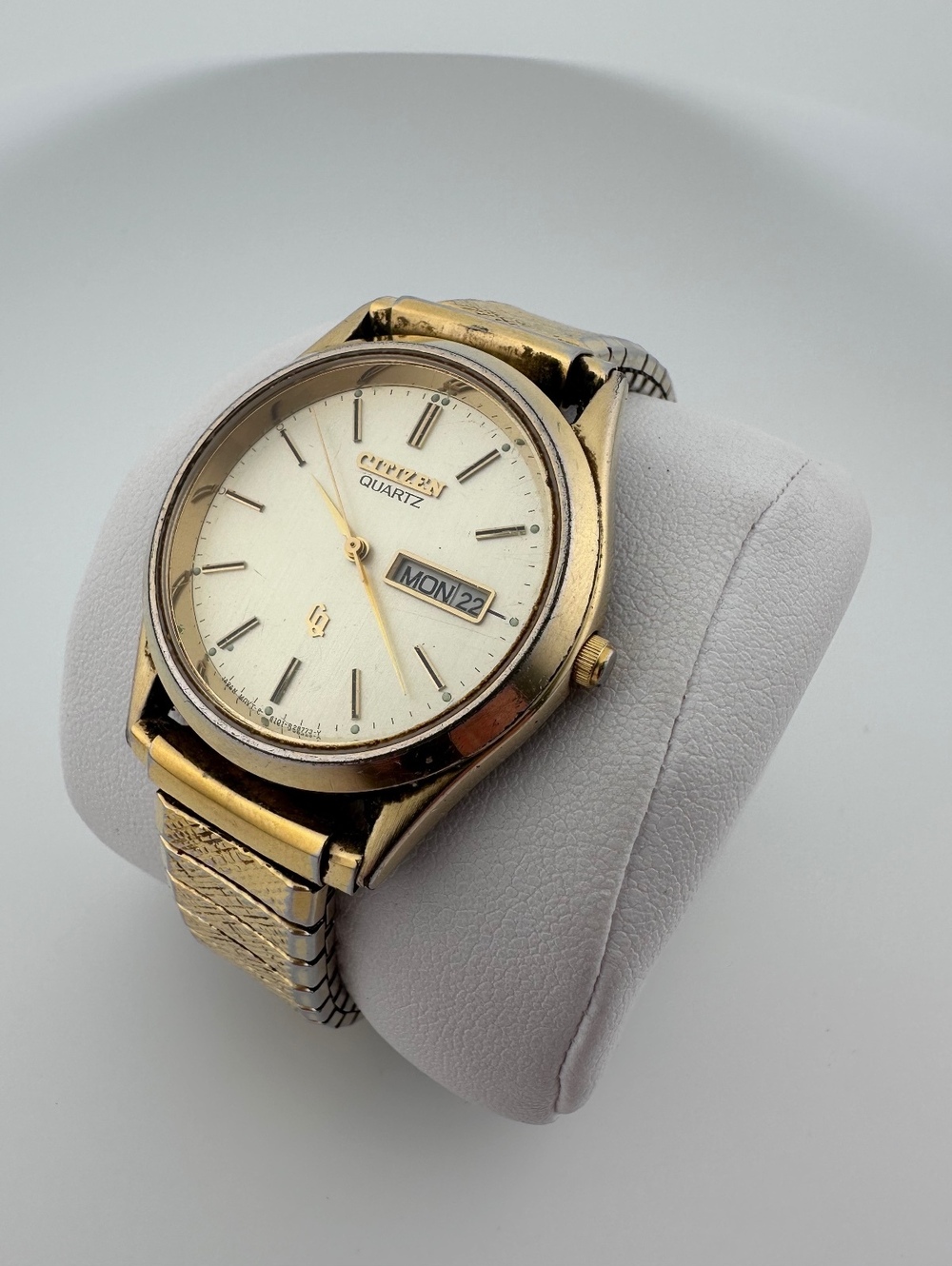 Vintage 1980s Citizen CQ Quartz Men’s Watch 35mm Gold Tone Day Date Parts Repair